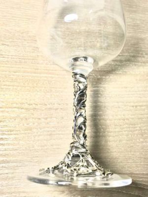 Metal İşlemeli El Yapımı Soğuk Kesim Özel Şarap Kadehleri - Antik Gümüş Kaplama