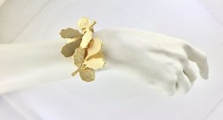 Yaprak Figürlü Tasarım Bileklik - Altın (Gold) Kaplama - Thumbnail