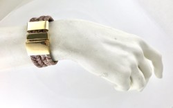 Rafya (Gerçek Muz Lifi) Örme Bileklik - Gold Kaplama - Thumbnail