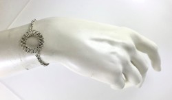 Bükme Telden Yapılmış Güneş Figürlü Bileklik - Antik Gümüş Kaplama - Thumbnail