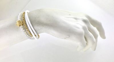 Çekoslovak Preciosa Kristal Taşlı Dört Yapraklı Yonca Figürlü Uğur Bilekliği - Altın (Gold) Kaplama