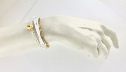 Çekoslovak Preciosa Kristal Taşlı Bolluk-Bereket Figürü Uğurlu Nal Bilekliği - Altın (Gold) Kaplama - Thumbnail