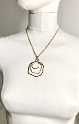 Dövme Metalden Yapılmış 3 Halkalı Tasarım Kolye - Gold Kaplama - Thumbnail