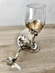  Metal İşlemeli El Yapımı Özel Şarap Kadehleri - Antik Gümüş Kaplama - Thumbnail