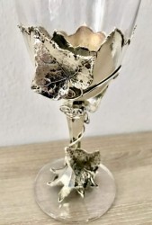Metal İşlemeli El Yapımı Victoria Stili Özel Şarap Kadehleri - Antik Gümüş Kaplama - Thumbnail