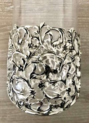 İki Adet Metal İşlemeli Özel El Yapımı Cam Su Bardağı - Antik Gümüş Kaplama