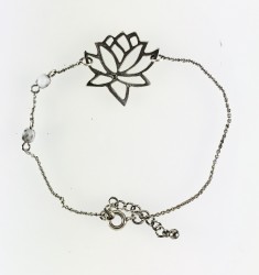  - Yeşim ( Jade) Taşlı Lotus Çiçeği Bileklik - Antik Gümüş Kaplama