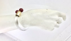 Bordo Yeşim ( Jade) Taşlı Tüp Pleksi Tasarım Bileklik - Gold Kaplama - Thumbnail