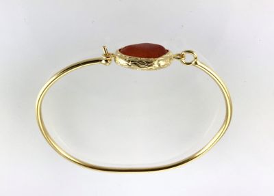 Kırmızı Mercan Taşlı Zarif Bileklik - Altın (Gold) Kaplama