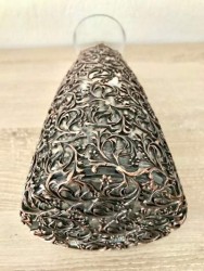 Cam Üzerine El Yapımı Özel Metal İşlemeli Vazo - Karaf - Antik Bakır Kaplama - Thumbnail
