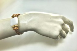 Beyaz Porselen Taşlı Zarif Bileklik - Gold Kaplama - Thumbnail