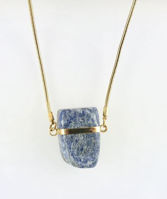 Lapis Lazuli Taşlı Uzun Kolye - Altın (Gold) Kaplama