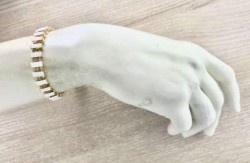 Swarovski Beyaz Baget Kristal Taşlı Bileklik - Gold Kaplama - Thumbnail