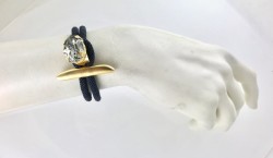 Swarovski Kristal Black Diamond Taşlı Bileklik - Altın (Gold) Kaplama - Thumbnail