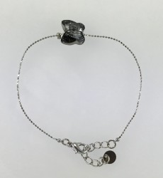 Swarovski Kristal Black Diamond Kelebek Taşlı Bileklik - Rodyum Kaplama - Thumbnail