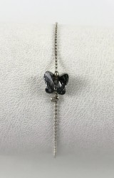 Swarovski Kristal Black Diamond Kelebek Taşlı Bileklik - Rodyum Kaplama - Thumbnail