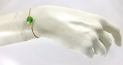 Swarovski Yeşil Kristal Uğur Taşlı Bileklik - Gold Kaplama - Thumbnail