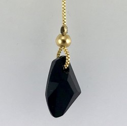 Swarovski Kristal Jet (Siyah) Taşlı Zarif Kolye - Gold Kaplama - Thumbnail