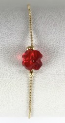Swarovski Kırmızı Kristal Uğur Taşlı Bileklik - Gold Kaplama - Thumbnail