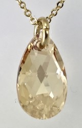 Swarovski Kristal Lt.Colorado Topaz Taşlı Kolye - Gold Kaplama - Thumbnail