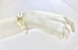 Swarovski Kristal Taşlı örme deri ipli Bileklik - Mat Gold Kaplama - Thumbnail