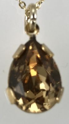 Swarovski Kristal Topaz Damla Taşlı Kolye - Gold Kaplama