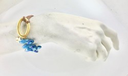 Swarovski Mavi Kristal Taşlı Süet İpli Bileklik - Altın (Gold) Kaplama - Thumbnail