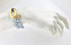 Swarovski Kristal Taşlı Süet İpli Bileklik - Altın (Gold) Kaplama - Thumbnail