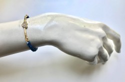 Swarovski Kristal Taşlı Kalp Figürlü Bileklik - Gold Kaplama - Thumbnail