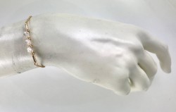 Swarovski Doğal Kristal Taşlı (Bulk Nature) Tel Sarma Bileklik - Gold Kaplama - Thumbnail