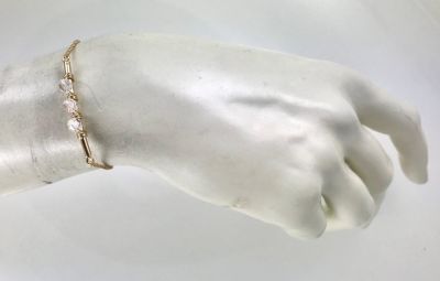 Swarovski Doğal Kristal Taşlı (Bulk Nature) Tel Sarma Bileklik - Gold Kaplama