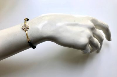 Swarovski Kristal Taşlı Yonca Figürlü Şans Bilekliği - Gold Kaplama