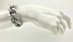 Swarovski Kristal Taşlar ile Kaplanmış Zincir Bileklik - Rhodium Kaplama - Thumbnail