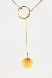  - Swarovski Topaz Kristal (Konyak Rengi) Deniz Kabuğu Taşlı Kolye - Altın (Gold) Kaplama