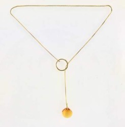 Swarovski Topaz Kristal (Konyak Rengi) Deniz Kabuğu Taşlı Kolye - Altın (Gold) Kaplama - Thumbnail