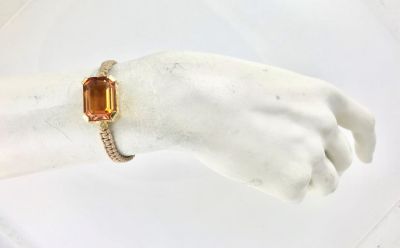 Swarovski Topaz Kristal Taşlı Örme Bileklik - Altın (Gold) Kaplama