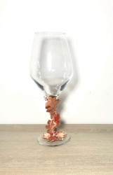 Metal İşlemeli El Yapımı Üzüm Salkımlı Büyük Boy Özel Şarap Kadehi - Parlak Bakır Kaplama - Thumbnail