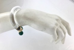 Yeşil Yeşim (Jade) Taşlı Tüp Pleksi Tasarım Bileklik - Altın (Gold) Kaplama - Thumbnail