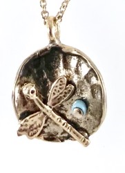 Yusufçuk Figürlü Kısa Tasarım Kolye - Antik Gold Kaplama - Thumbnail