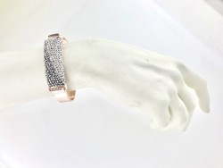 Swarovski Hematite ve Kristal Taşlı Zarif Bileklik - Rose gold Kaplama - Thumbnail